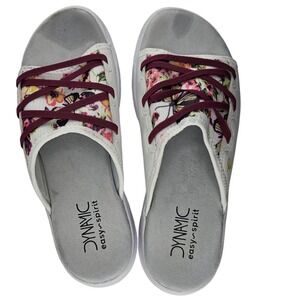 Easy Spirit Dynamic Corinee Floral Butterfly Slip On Sandals White Womens 8M EUC